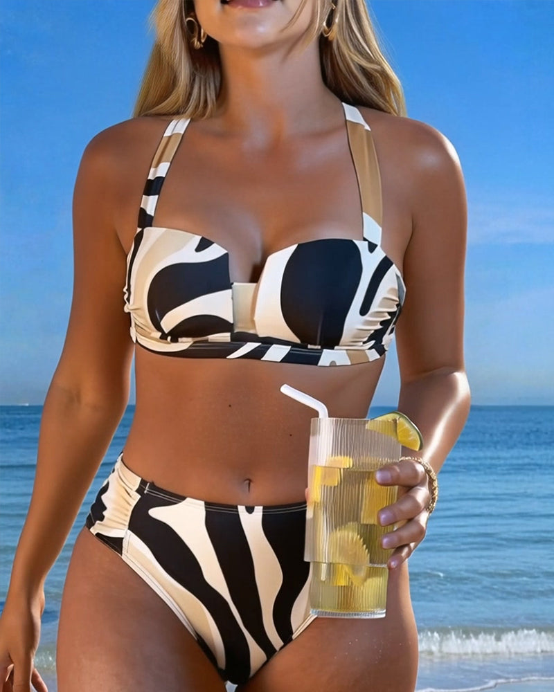 Bikini Wakacyjny Z Nadrukiem Zwierząt Bez Fiszbiny