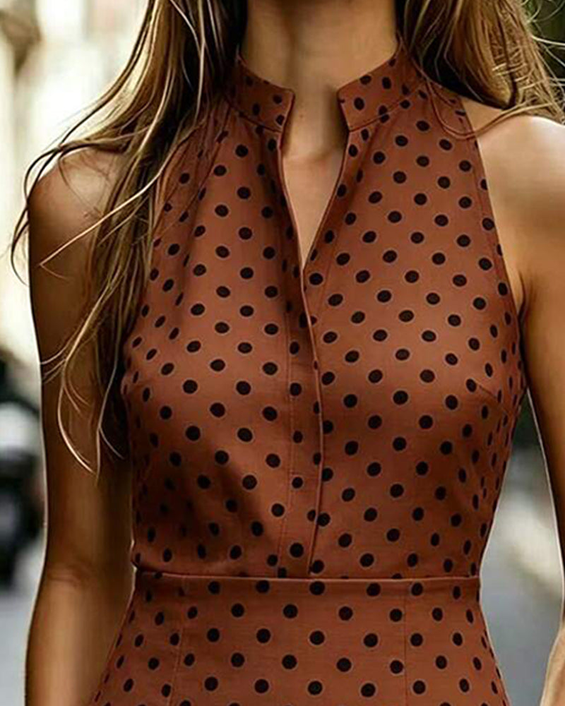 Sukienka Bez Rękawów Polka Dot Vintage
