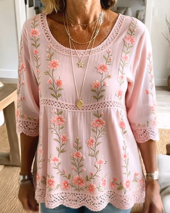 Bluzka Kwiatowa Koronka Babydoll
