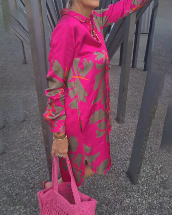 Koszulowa sukienka z długim rękawem i kołnierzykiem