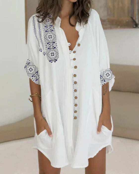 Sukienka z rękawami 3/4 i guzikami