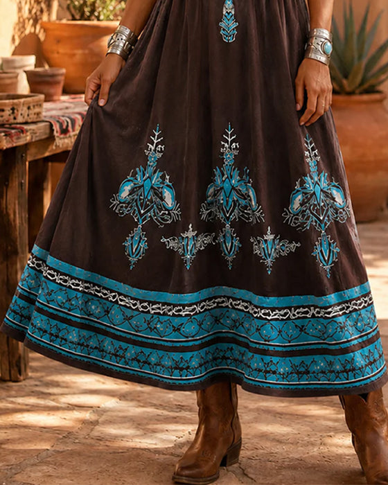 Sukienka Bohemijski Etniczny Nadruk Maxi