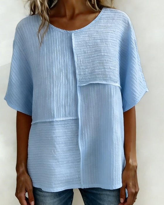 Top Pionowy Teksturowany Patchwork Luźny