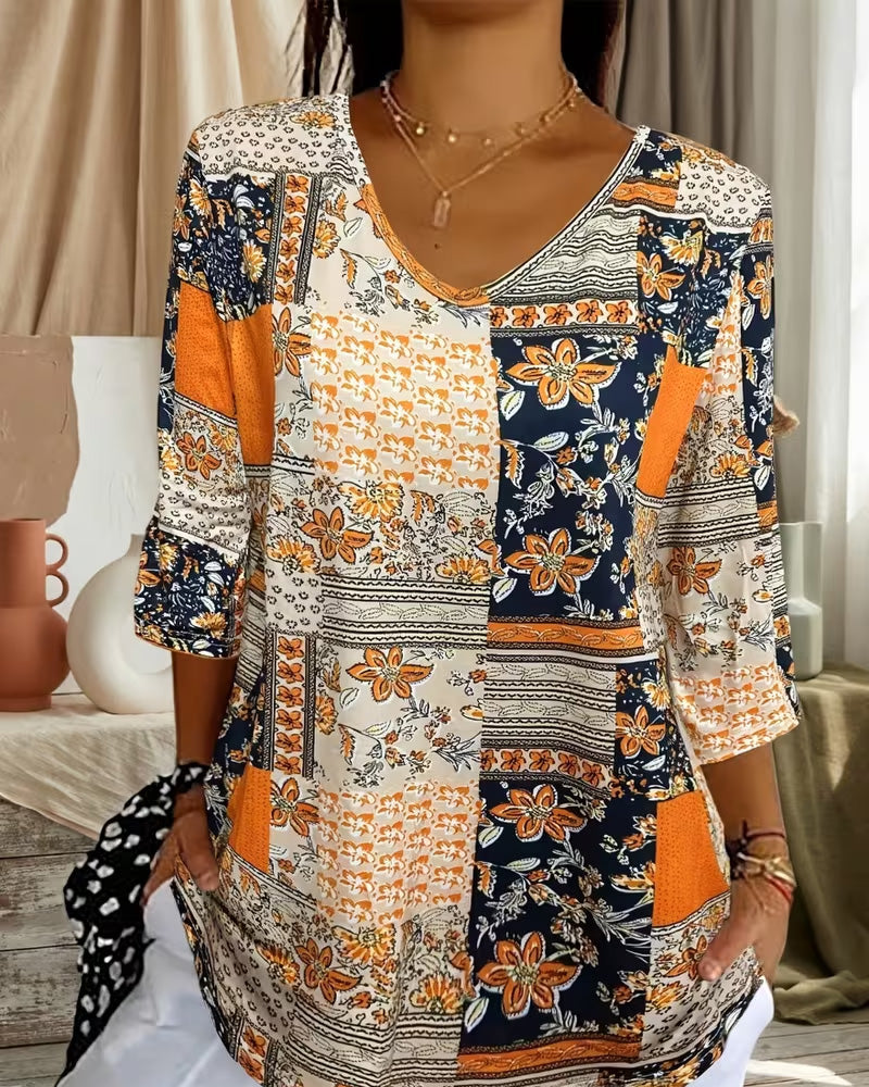 Top Vintage Kwiatowy Nadruk