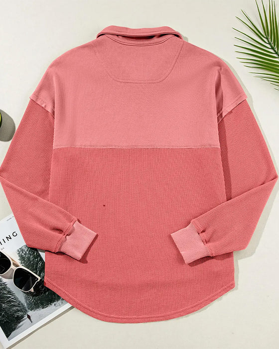 Sweatshirt Pół Zamek Błyskawiczny Wafel Patchwork