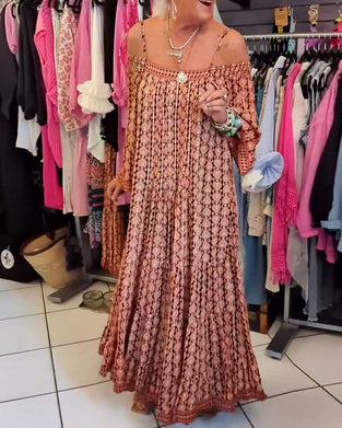 Luźna Sukienka Na Ramiączkach W Stylu Boho