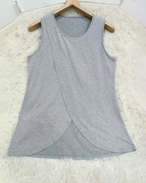 T-Shirt Gładki Krzyż Brzeg Bez Rękawów