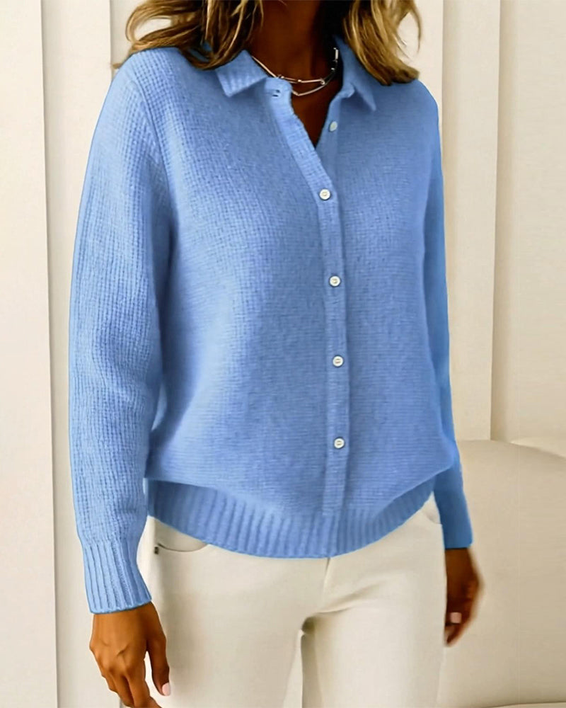 Kardigan Modny Z Kołnierzem I Guzikiem