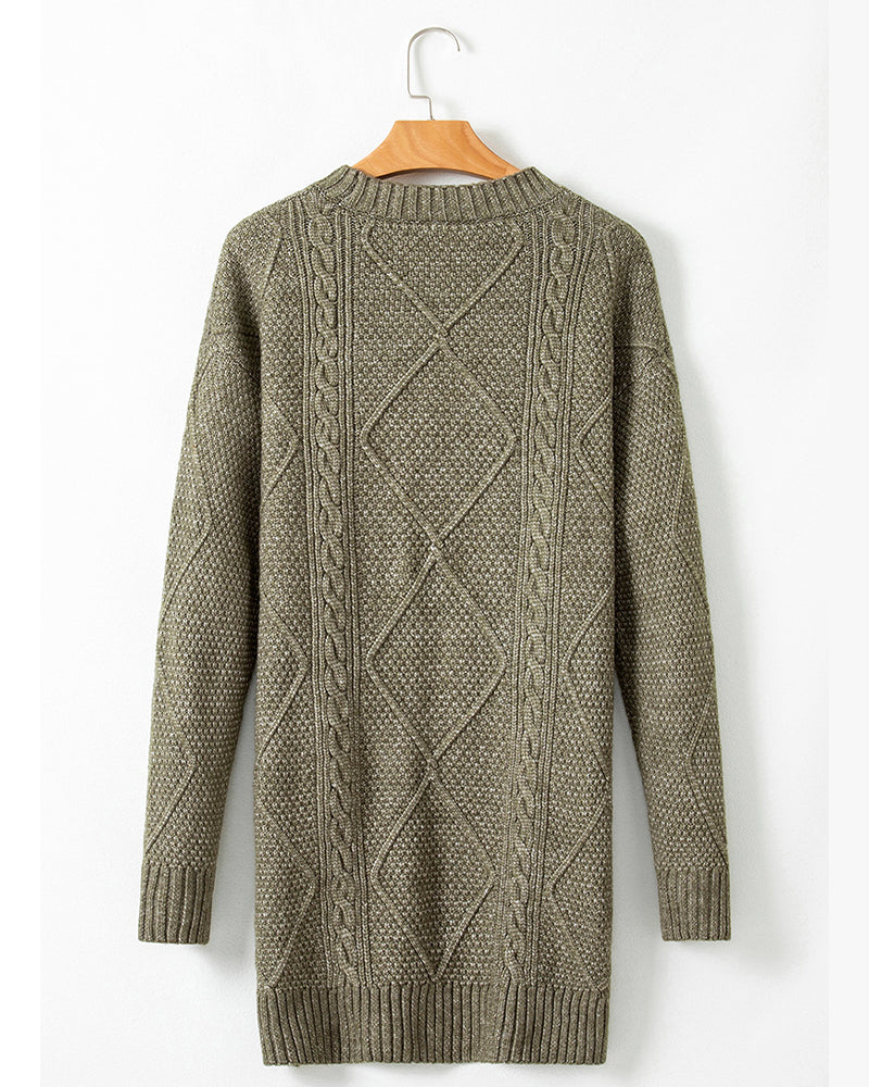 Sukienka swetrowa casualowa z okrągłym dekoltem w jednolitym kolorze