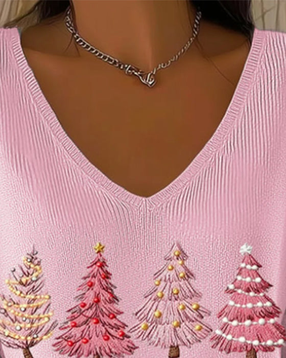 Sweter Z Dekoltem W Serek I Długim Rękawem