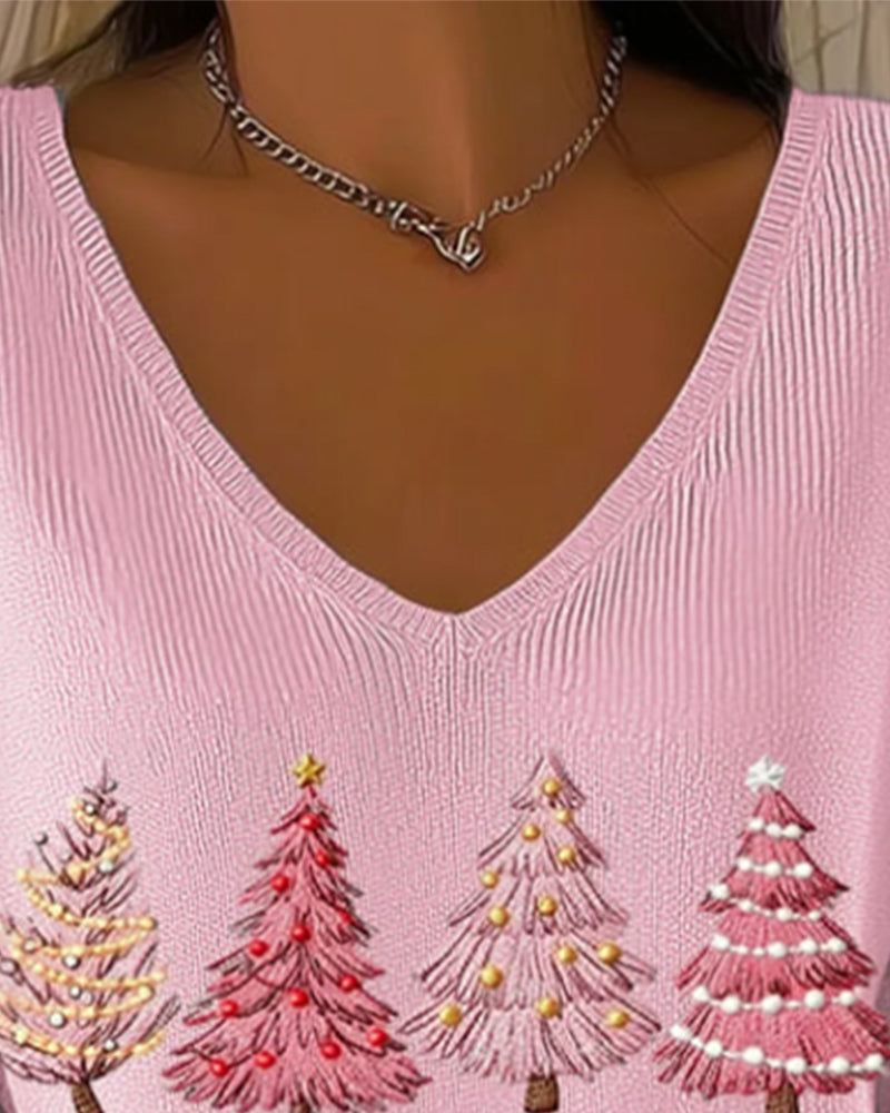 Sweter Z Dekoltem W Serek I Długim Rękawem