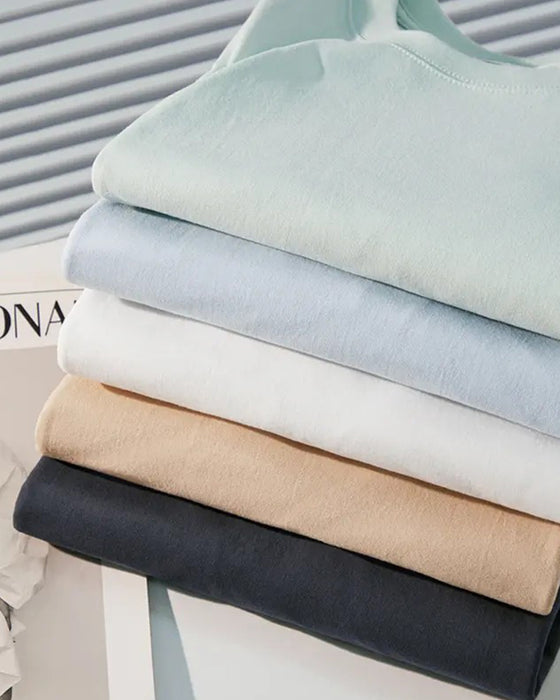 T-Shirt Męski Okrągły Dekolt Długi Rękaw Rozcięcie