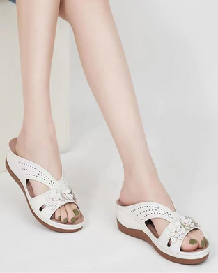 Sandały Vintage Jednolity Kolor Kwiatowy Koturn