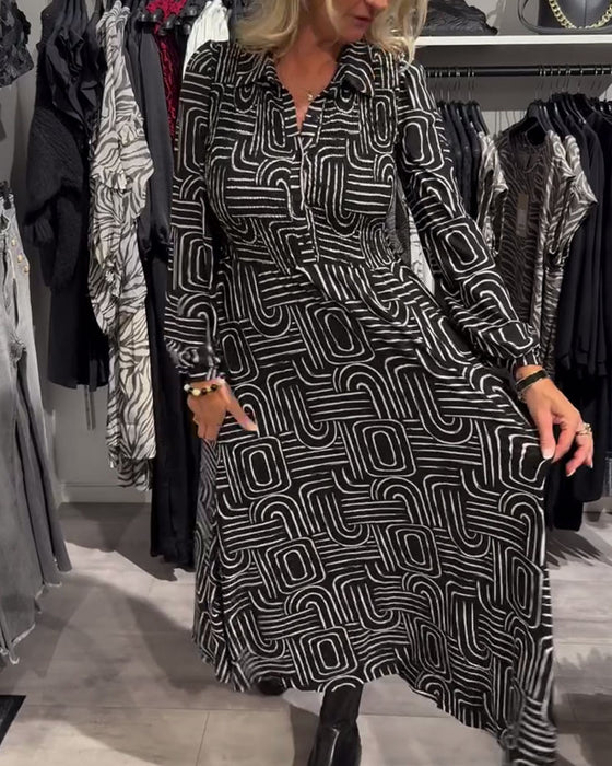 Suknia Z Projektem Kaptura Lapel I Modnymi Wzorkami Drukowanymi