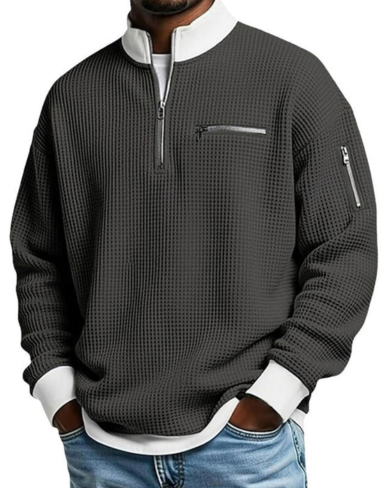 Sweatshirt Stójka Kontrastowy Zamek