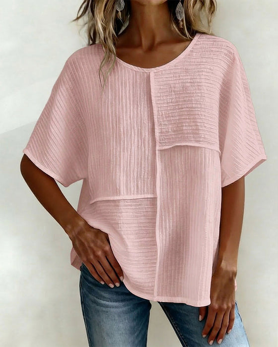 Top Pionowy Teksturowany Patchwork Luźny
