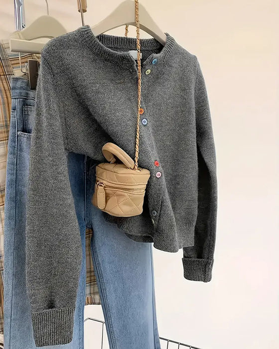Kardigan w jednolitym kolorze z długim rękawem