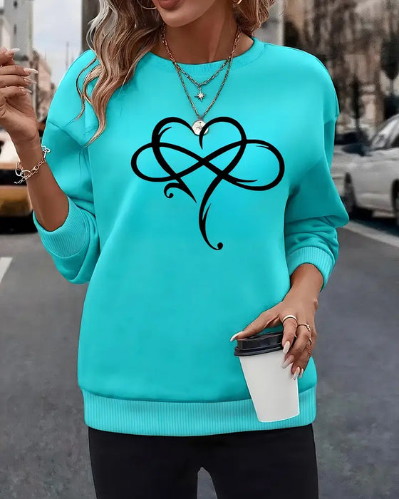 Bluza Casual Długie Rękawy Z Nadrukiem Okrągły Dekolt