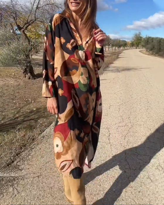 Sukienka z długim rękawem i nadrukiem