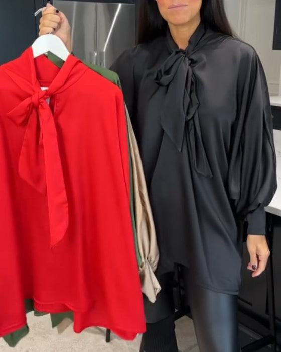 Bluzka w jednolitym kolorze z kokardą