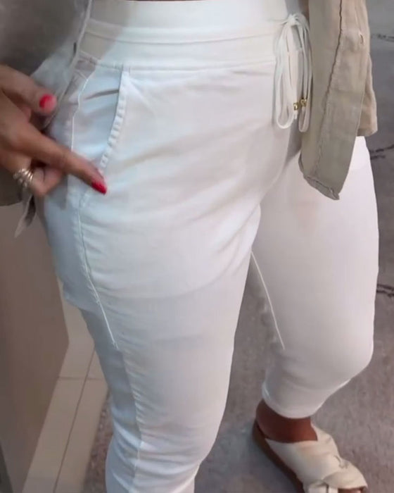 Spodnie Ołówkowe Casualowe Ze Ściągaczem