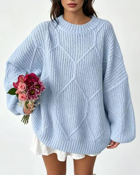 Sweter Jednokolorowy Długie Rękawy