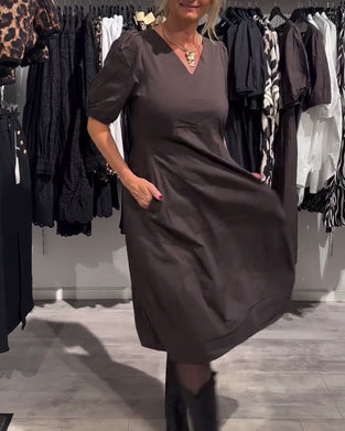 Sukienka V-krój Kieszeń Casual