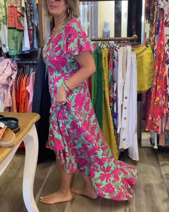 Sukienka z nadrukiem i krótkim rękawem