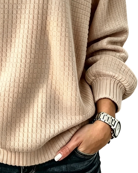 Sweatshirt Okrągły Dekolt Guzik Jednolity