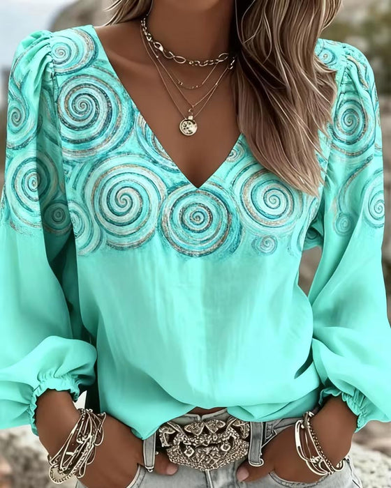 Bluza Dekolt W Umiejscowienie Nadruk