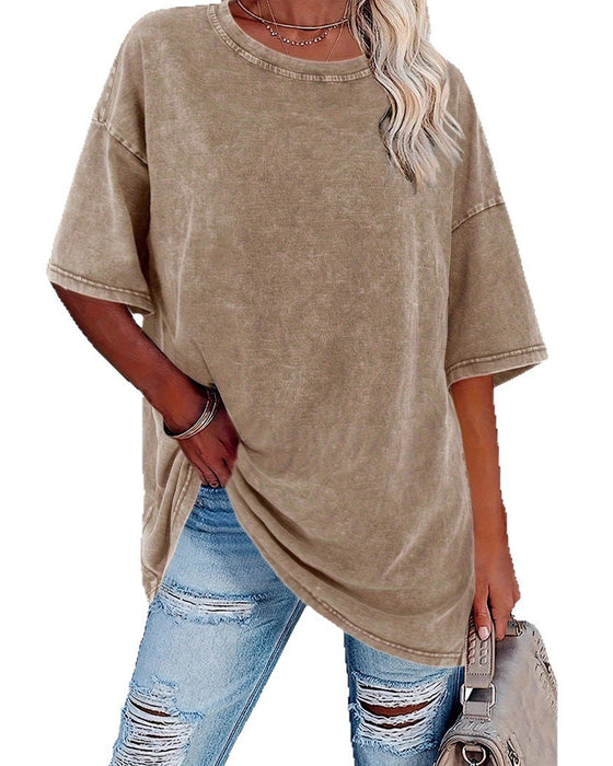T-Shirt Luźny Krój Casual Krótki Rękaw