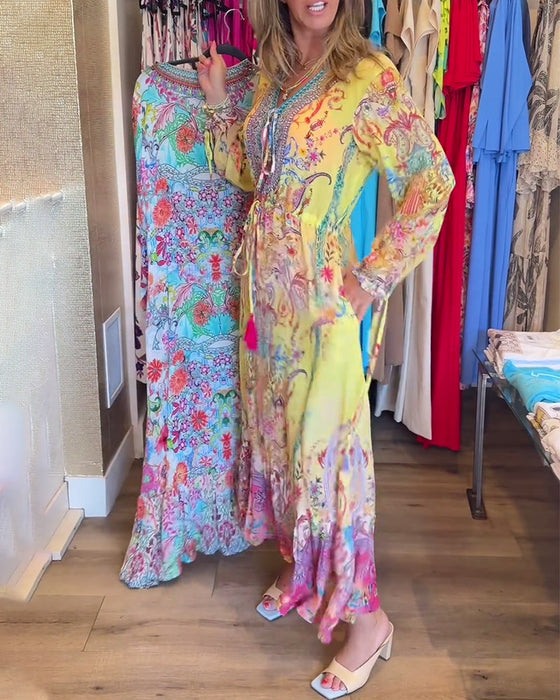 Sukienka z długim rękawem i nadrukiem