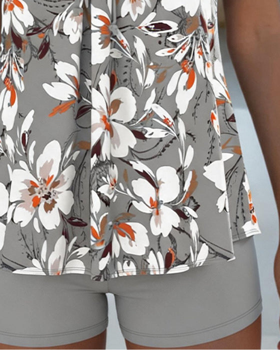 Tankini Duży Kwiatowy Krawat
