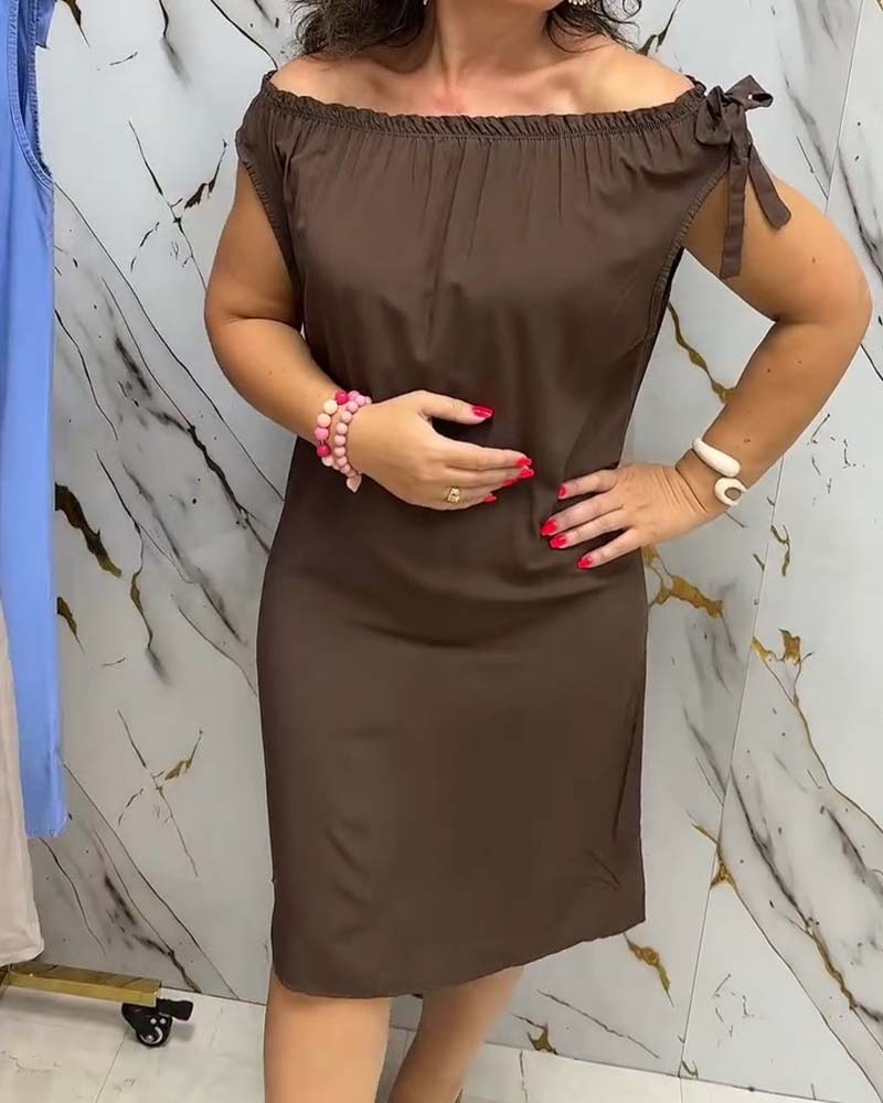 Sukienka Off-Shoulder Krawat Gładki