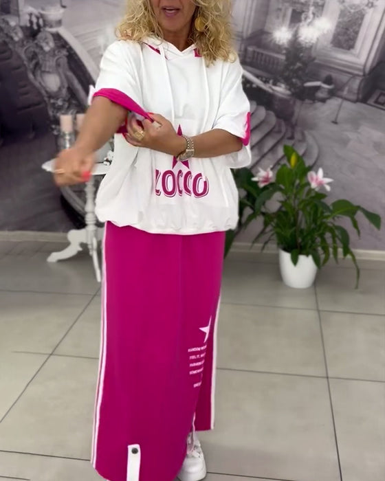 Zestaw Z Kapturem Sznurek Nadrukowana Spódnica