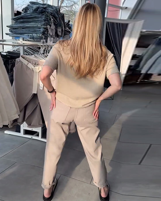 Spodnie Jednokolorowe Casual Proste