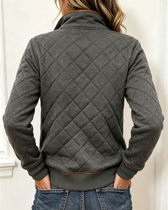 Bluza Argyle Pół Zamek Kołnierz