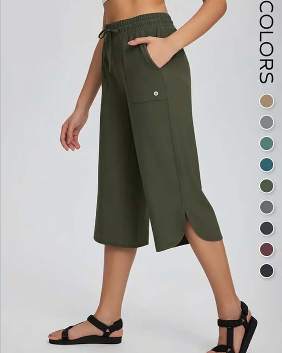 👖 Capris Kobiety Szeroka Noga Joga
