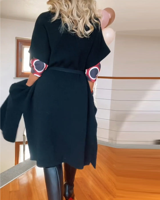 Jednolity kolor kardigan z kieszenią