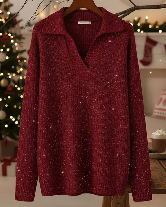 Sweter Klapa Długi Rękaw Luźny