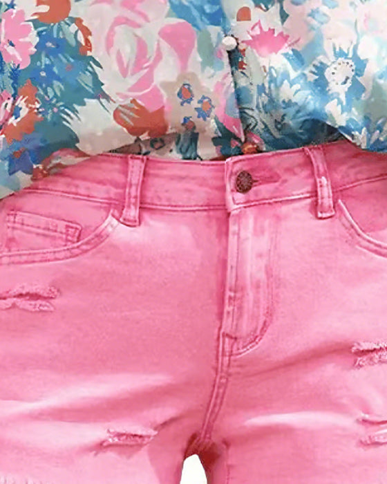 Szorty Surowe Wykończenie Denim