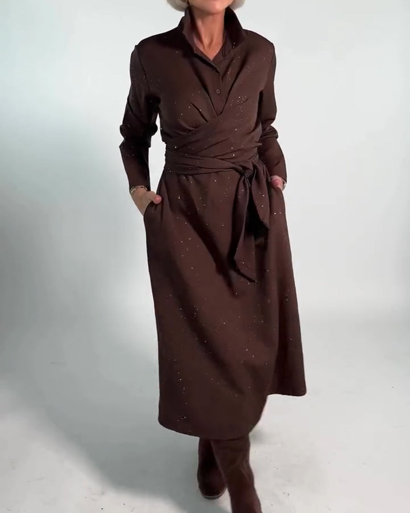 Stylowa Migocząca Sukienka Z Modelowaniem Talii