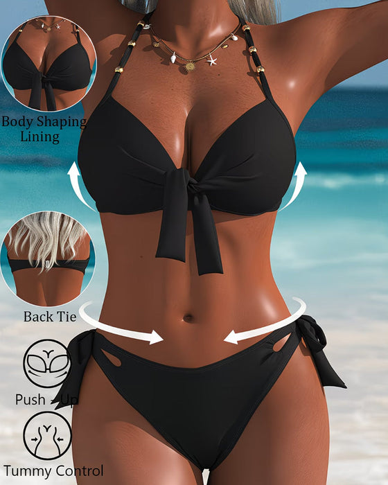 Bikini Seksowny Gładki Halter