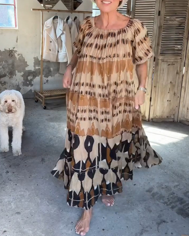 Sukienki Off-Shoulder Kwadratowa Szyja Luźny Nadruk