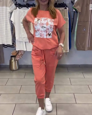 Zestaw Casual Męskie Spodnie 7/8 Wzorzyste