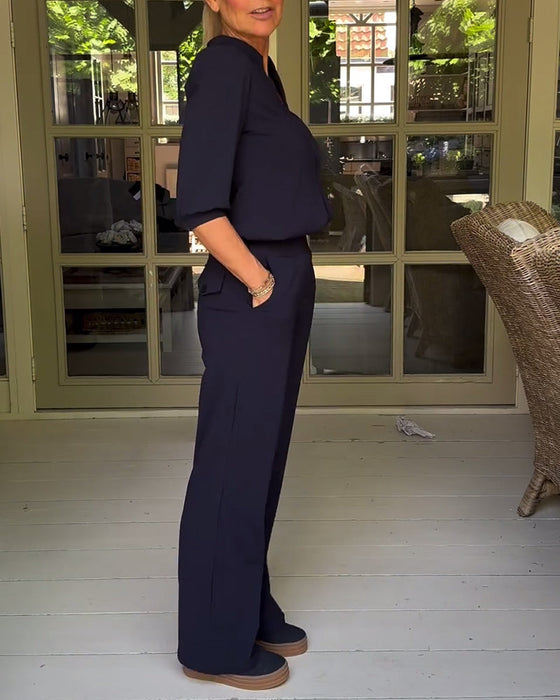 Zestaw w modnym jednolitym kolorze z kieszenią