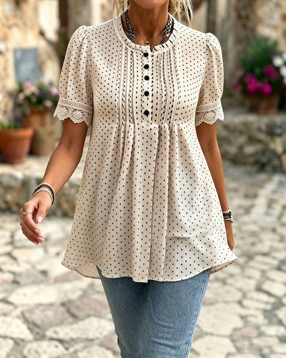 Bluzka Bąbelkowe Rękaw Polka Dot