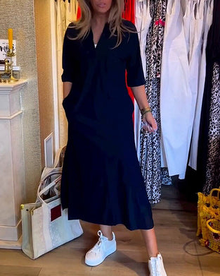 Sukienka kieszonkowa z dekoltem w kształcie litery V