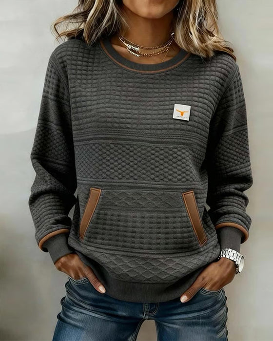 Bluza Z Okrągłym Dekoltem I Color Blocking