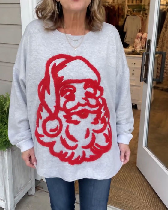 Sweatshirt Stylowy Święty Mikołaj Luźny